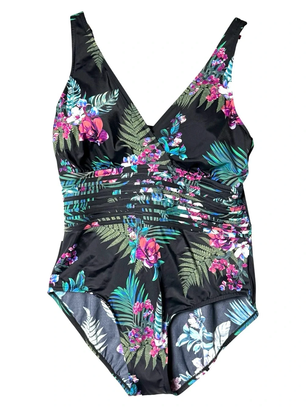 NWT Aqua Green One Piece Floral Bathing Tropical Beach Pool Size 17 NWT
